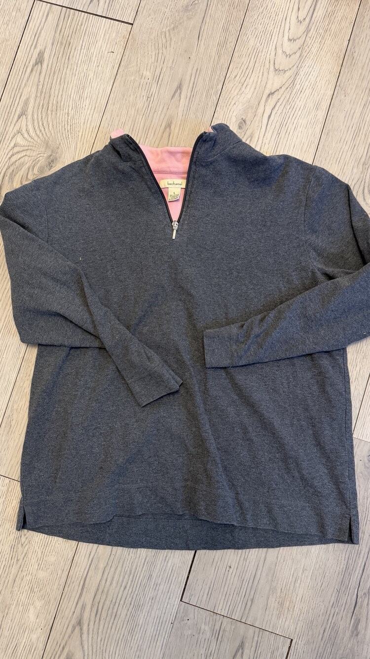 Bechamel Women’s Long Sleeve Fleece Pullover Size L 1/4 Zip Grey